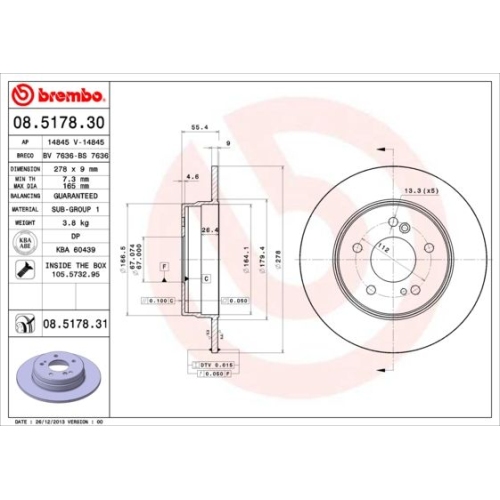 BREMBO Bremsscheibe PRIME LINE - UV Coated