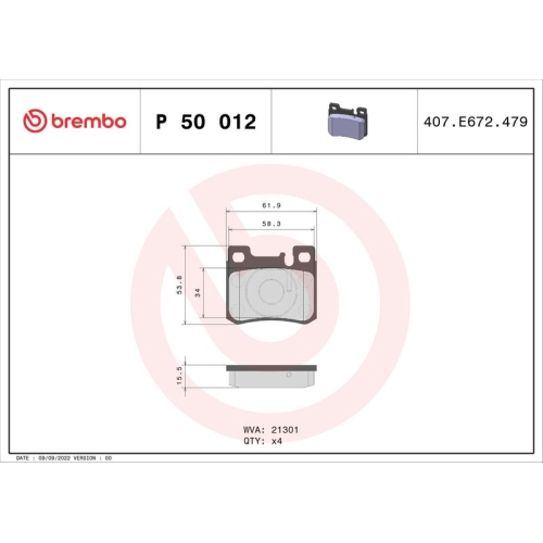 BREMBO Bremsbelagsatz, Scheibenbremse PRIME LINE