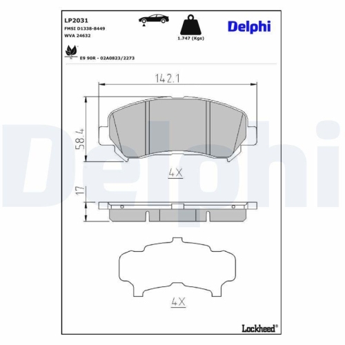 DELPHI Bremsbelagsatz, Scheibenbremse