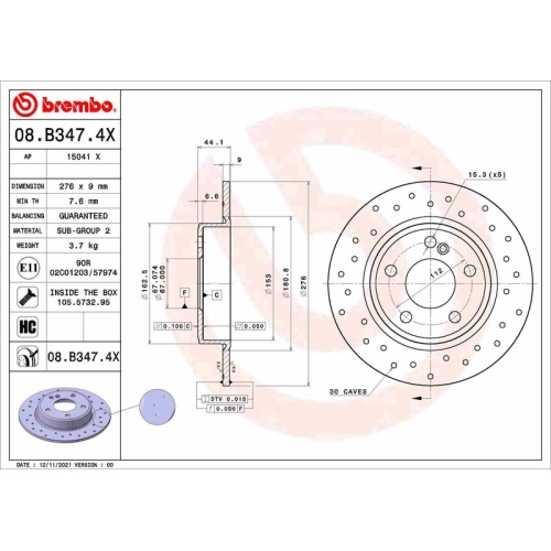 BREMBO Bremsscheibe XTRA LINE - Xtra