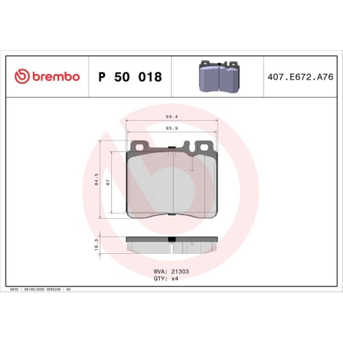 BREMBO Bremsbelagsatz, Scheibenbremse PRIME LINE