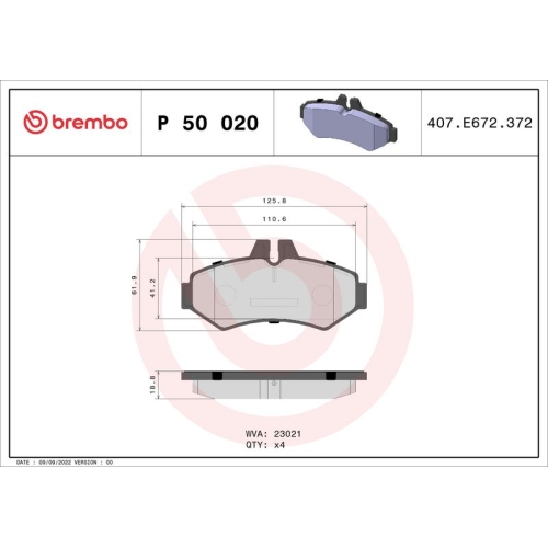 BREMBO Bremsbelagsatz, Scheibenbremse PRIME LINE