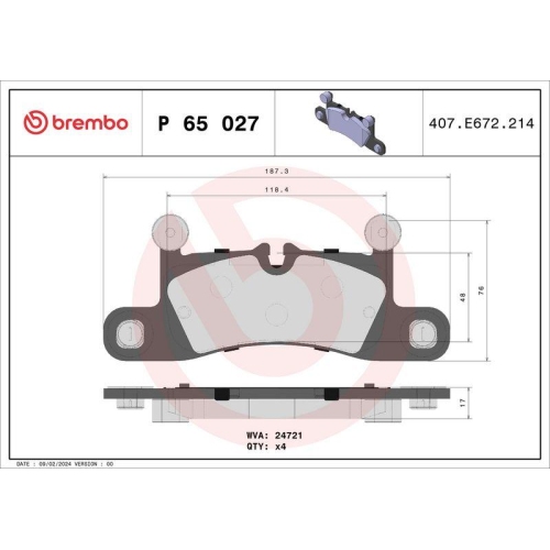 BREMBO Bremsbelagsatz, Scheibenbremse PRIME LINE