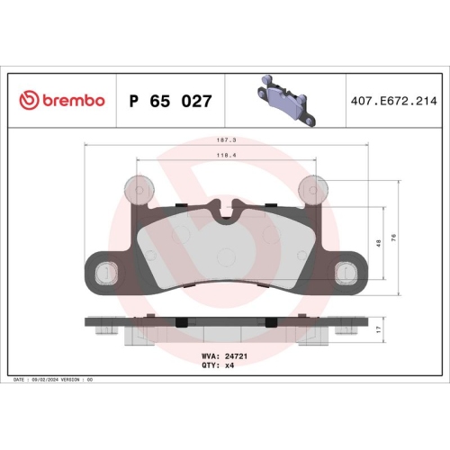 BREMBO Bremsbelagsatz, Scheibenbremse PRIME LINE