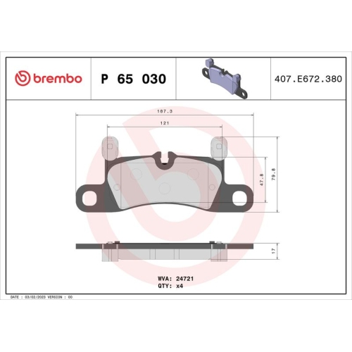 BREMBO Bremsbelagsatz, Scheibenbremse PRIME LINE