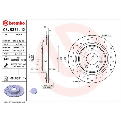 BREMBO Bremsscheibe XTRA LINE - Xtra