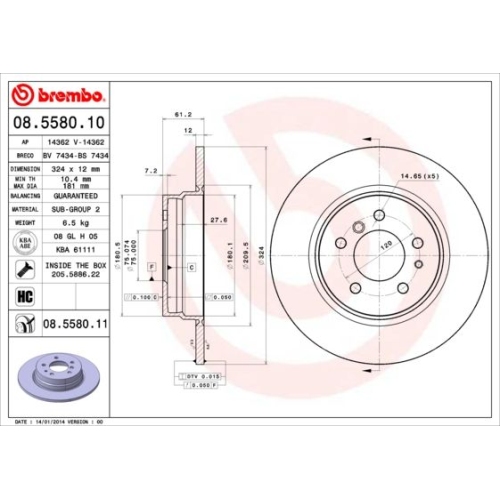 BREMBO Bremsscheibe PRIME LINE - UV Coated