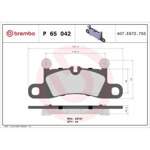 BREMBO Bremsbelagsatz, Scheibenbremse PRIME LINE