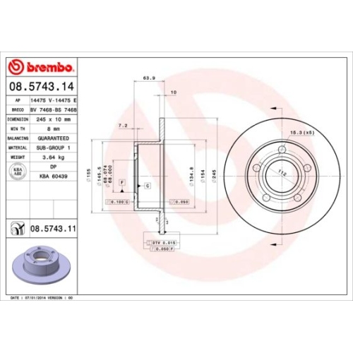 BREMBO Bremsscheibe PRIME LINE - UV Coated