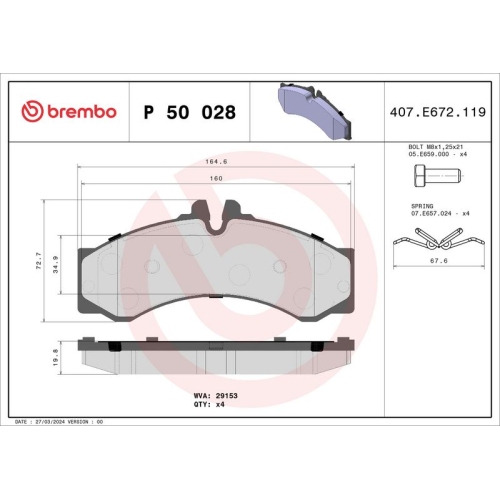 BREMBO Bremsbelagsatz, Scheibenbremse PRIME LINE