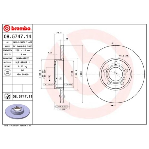 BREMBO Bremsscheibe PRIME LINE - UV Coated