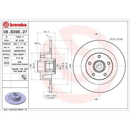 BREMBO Bremsscheibe PRIME LINE - With Bearing Kit