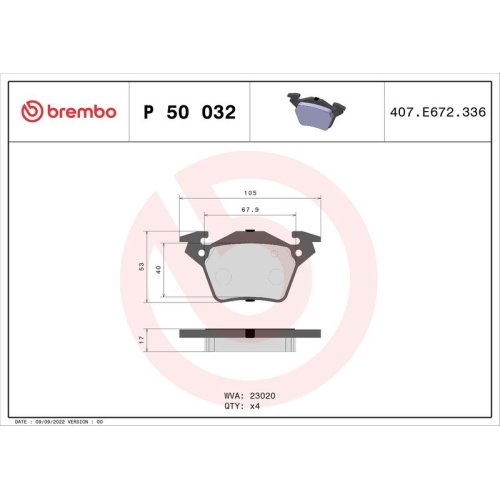 BREMBO Bremsbelagsatz, Scheibenbremse PRIME LINE