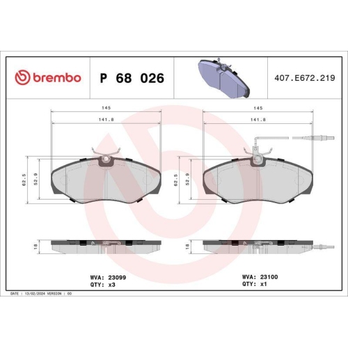 BREMBO Bremsbelagsatz, Scheibenbremse PRIME LINE