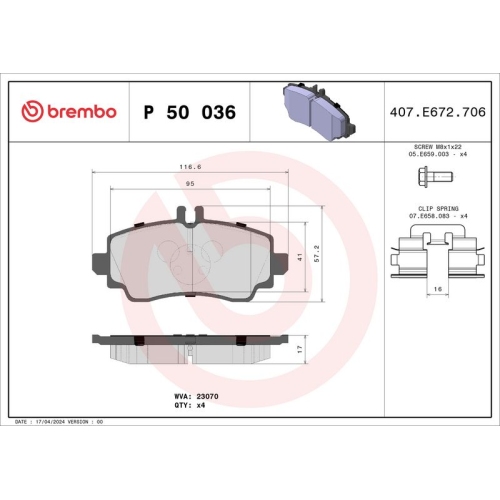 BREMBO Bremsbelagsatz, Scheibenbremse PRIME LINE