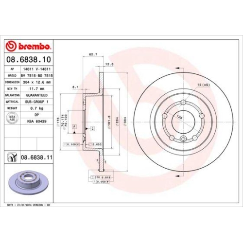 BREMBO Bremsscheibe PRIME LINE - UV Coated