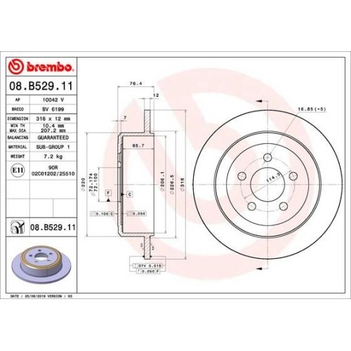 BREMBO Bremsscheibe PRIME LINE - UV Coated