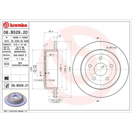 BREMBO Bremsscheibe PRIME LINE - UV Coated