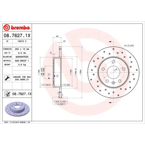 BREMBO Bremsscheibe XTRA LINE - Xtra