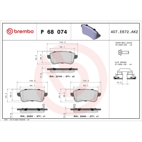 BREMBO Bremsbelagsatz, Scheibenbremse PRIME LINE