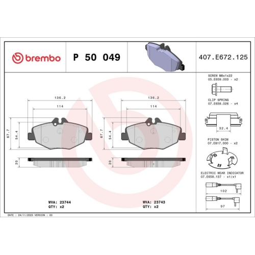 BREMBO Bremsbelagsatz, Scheibenbremse PRIME LINE