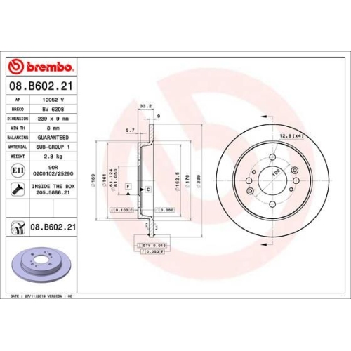 BREMBO Bremsscheibe PRIME LINE - UV Coated