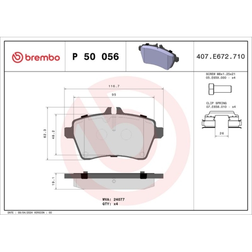 BREMBO Bremsbelagsatz, Scheibenbremse PRIME LINE