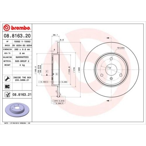 BREMBO Bremsscheibe PRIME LINE - UV Coated