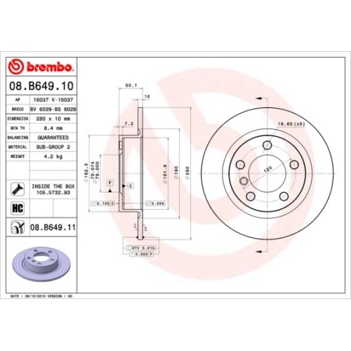 BREMBO Bremsscheibe PRIME LINE - UV Coated