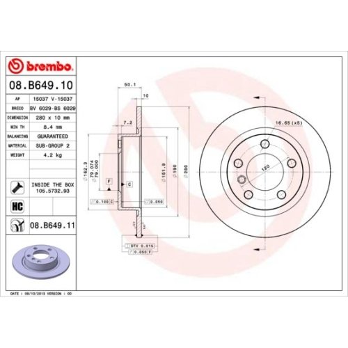 BREMBO Bremsscheibe PRIME LINE - UV Coated