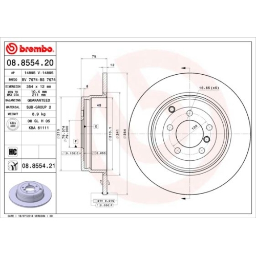 BREMBO Bremsscheibe PRIME LINE - UV Coated