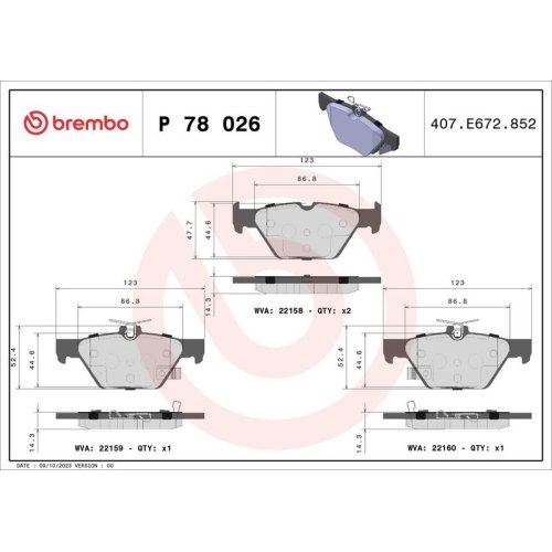 BREMBO Bremsbelagsatz, Scheibenbremse PRIME LINE