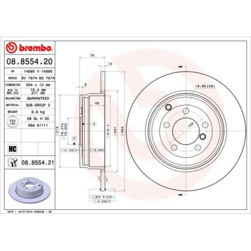 BREMBO Bremsscheibe PRIME LINE - UV Coated