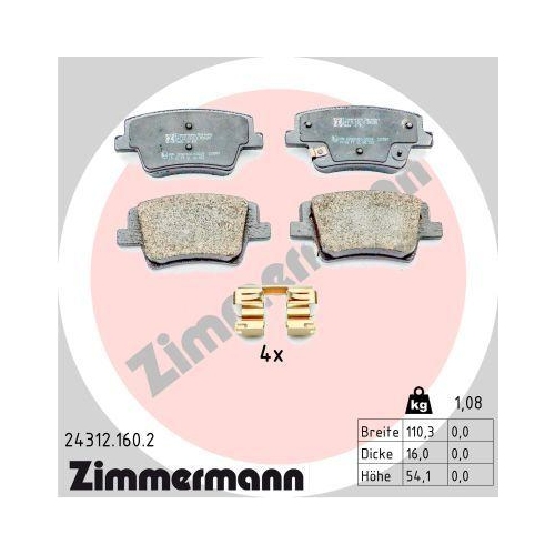 ZIMMERMANN Bremsbelagsatz, Scheibenbremse