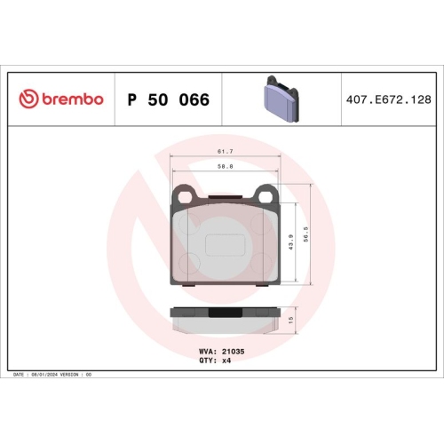 BREMBO Bremsbelagsatz, Scheibenbremse PRIME LINE