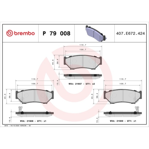 BREMBO Bremsbelagsatz, Scheibenbremse PRIME LINE