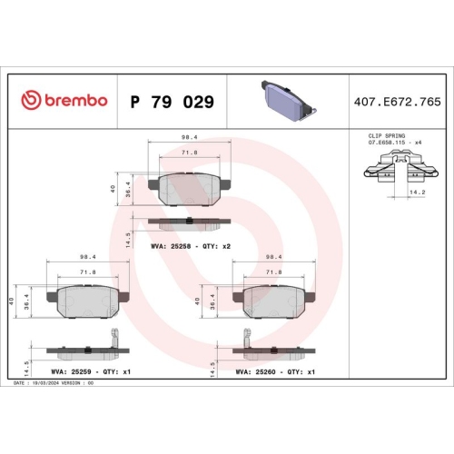 BREMBO Bremsbelagsatz, Scheibenbremse PRIME LINE