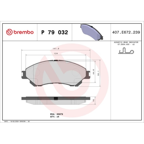 BREMBO Bremsbelagsatz, Scheibenbremse PRIME LINE