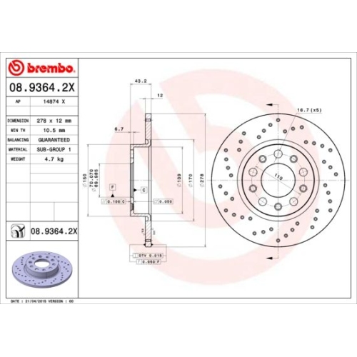 BREMBO Bremsscheibe XTRA LINE - Xtra