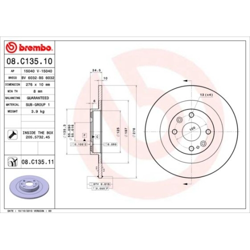 BREMBO Bremsscheibe PRIME LINE - UV Coated