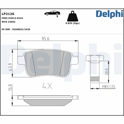 DELPHI Bremsbelagsatz, Scheibenbremse