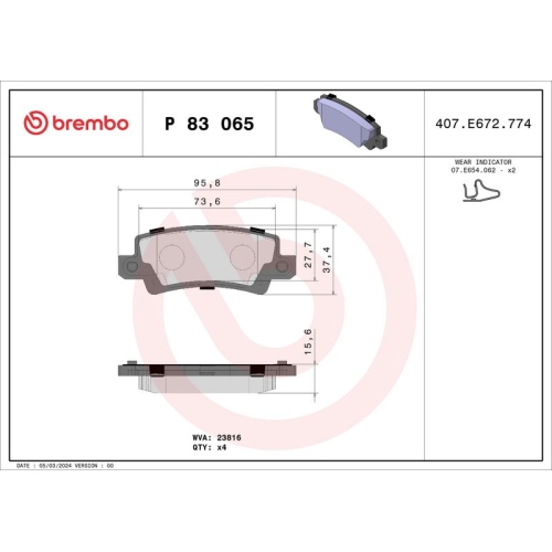 BREMBO Bremsbelagsatz, Scheibenbremse PRIME LINE