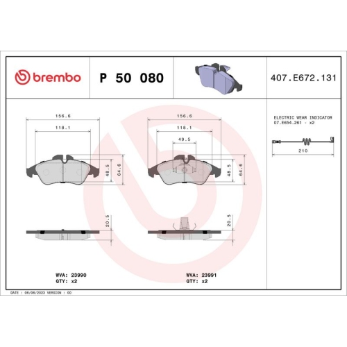 BREMBO Bremsbelagsatz, Scheibenbremse PRIME LINE