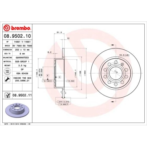 BREMBO Bremsscheibe PRIME LINE - UV Coated