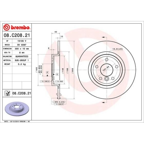 BREMBO Bremsscheibe PRIME LINE - UV Coated