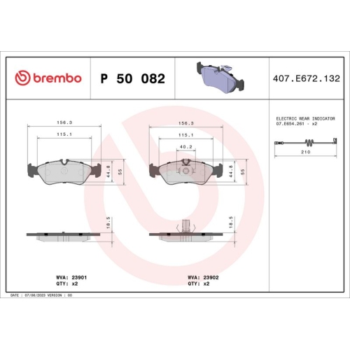 BREMBO Bremsbelagsatz, Scheibenbremse PRIME LINE