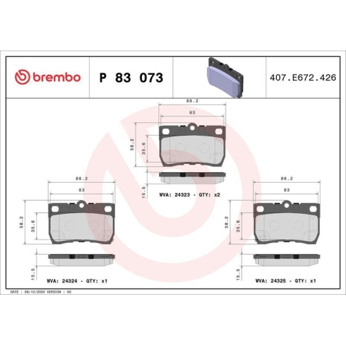 BREMBO Bremsbelagsatz, Scheibenbremse PRIME LINE