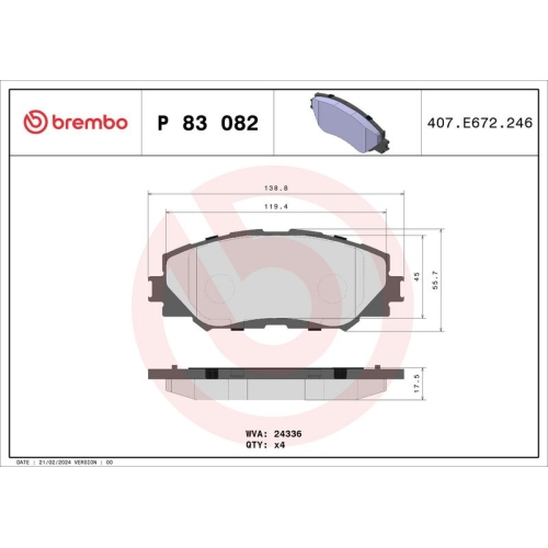 BREMBO Bremsbelagsatz, Scheibenbremse PRIME LINE