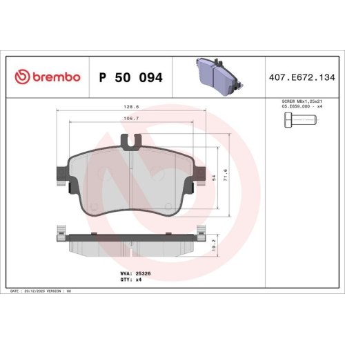 BREMBO Bremsbelagsatz, Scheibenbremse PRIME LINE