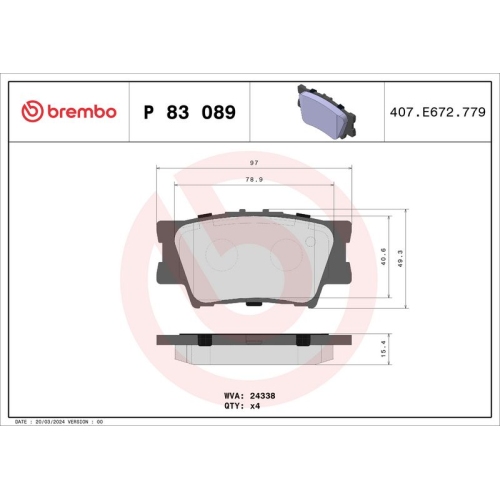 BREMBO Bremsbelagsatz, Scheibenbremse PRIME LINE